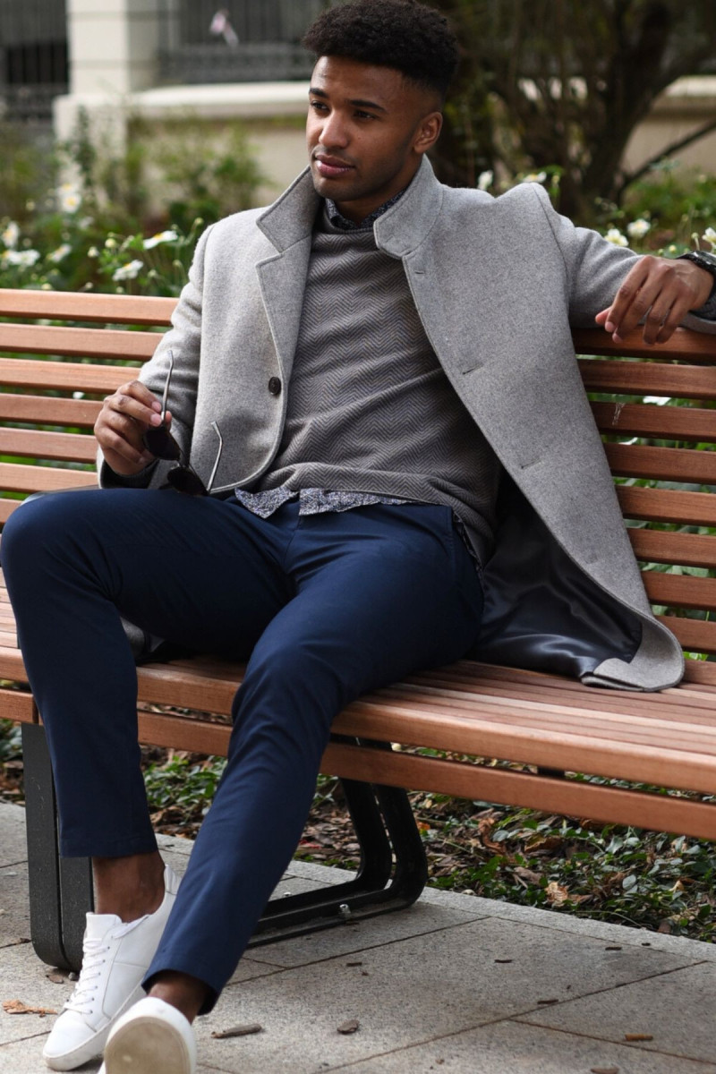 Granatowe Spodnie Męskie Chinosy