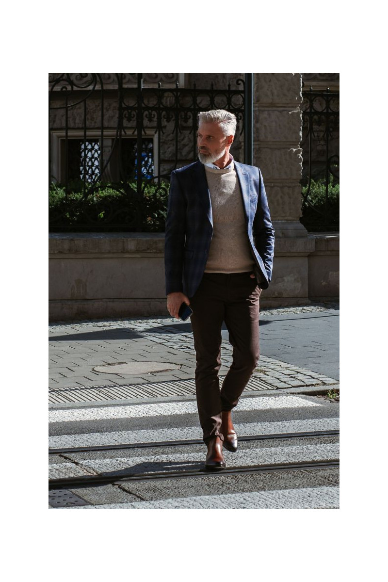 Brązowe Spodnie Męskie Chinosy Struktura