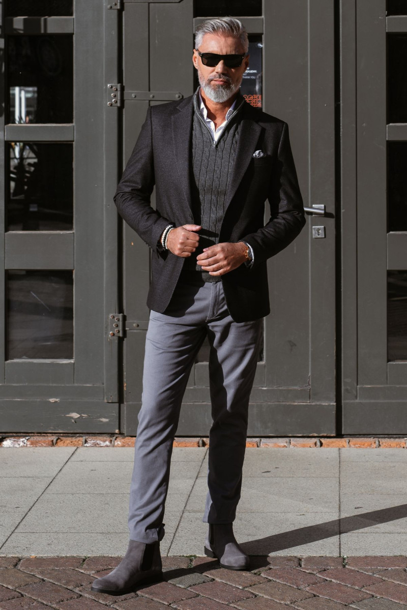 Szare Spodnie Męskie Chinosy Struktura