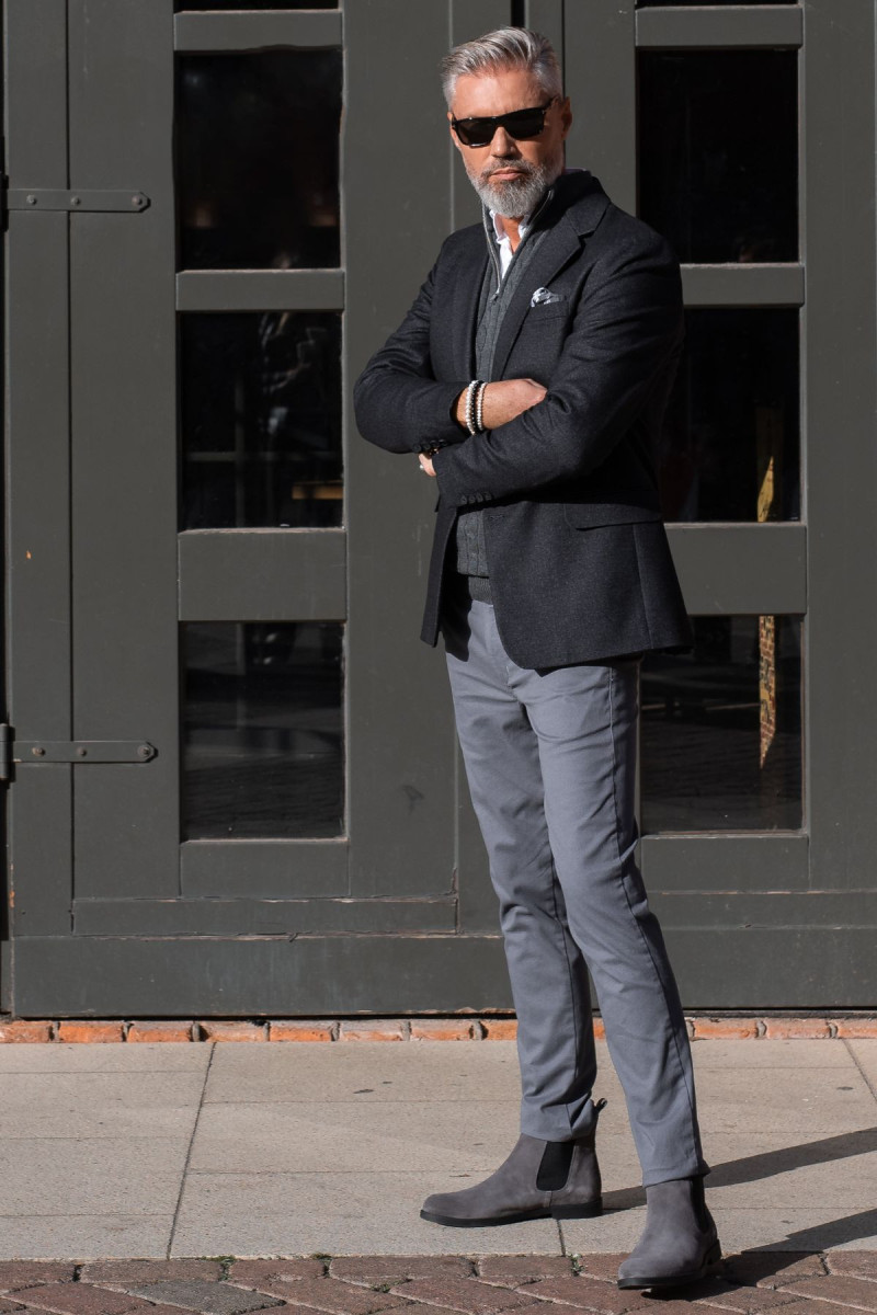 Szare Spodnie Męskie Chinosy Struktura