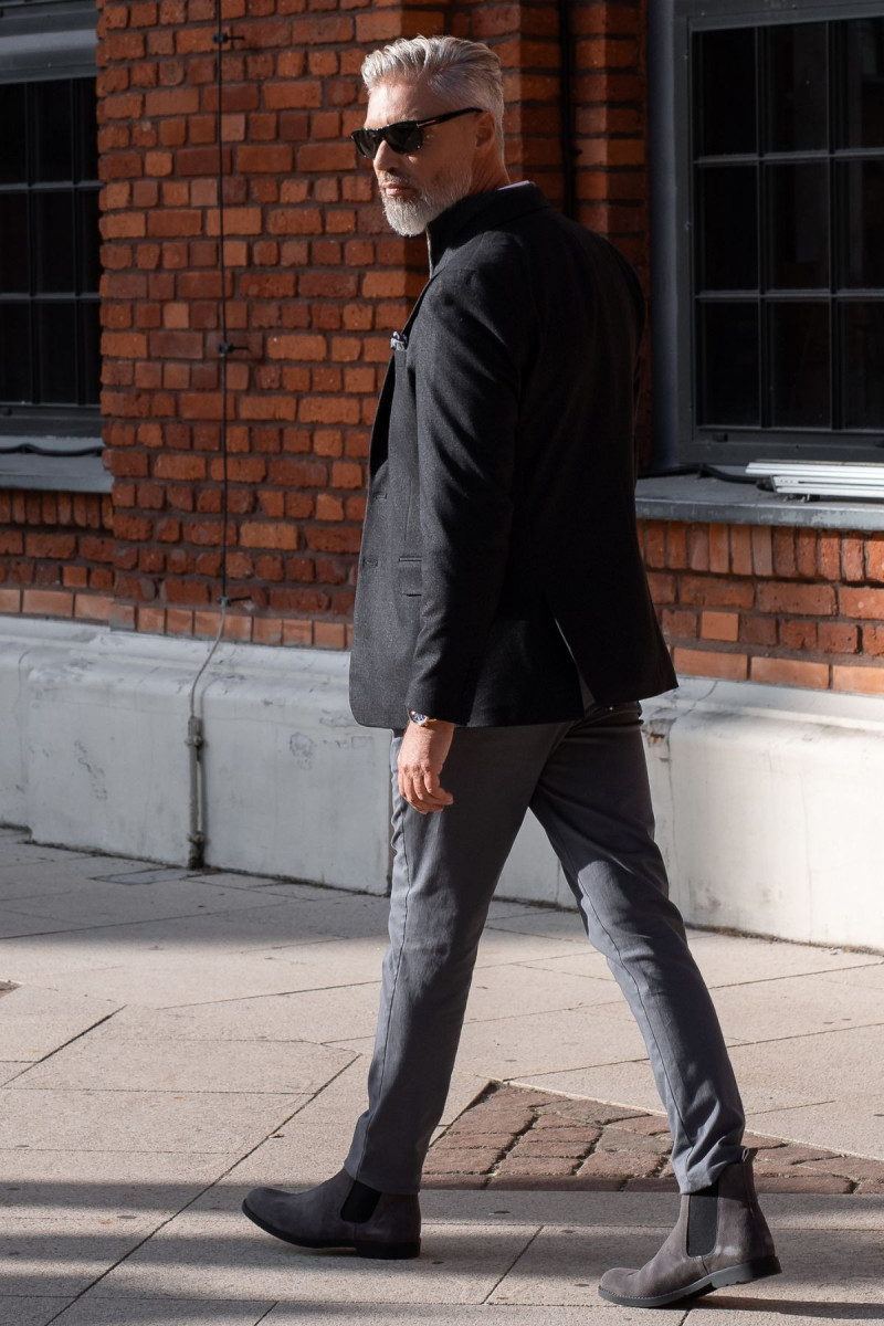 Szare Spodnie Męskie Chinosy Struktura