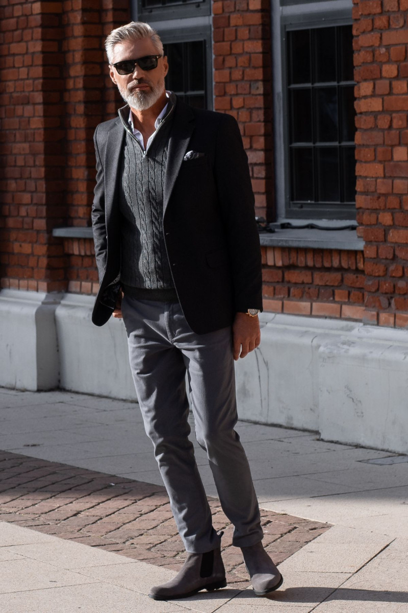 Szare Spodnie Męskie Chinosy Struktura