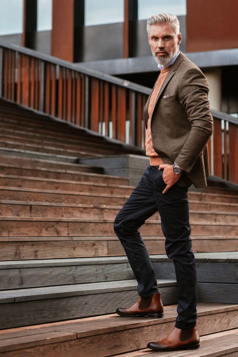 Brązowa Marynarka Męska Dzianina