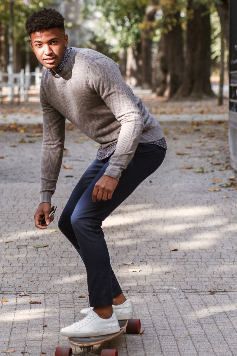 Beżowy sweter męski wełniany golf | Villaro