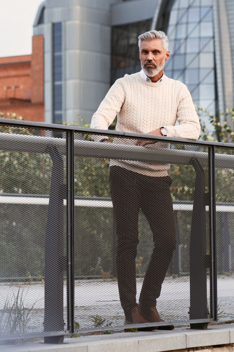 Brązowe Spodnie Męskie Chinosy Struktura