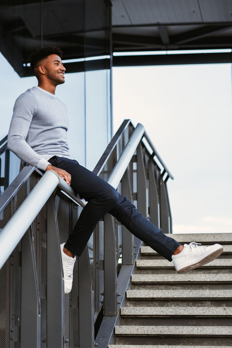 Niebieski Sweter Męski Wełna