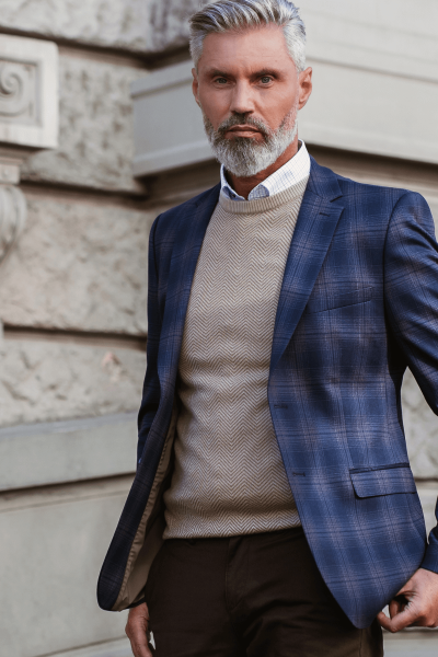 Brązowy Sweter Męski Wełna