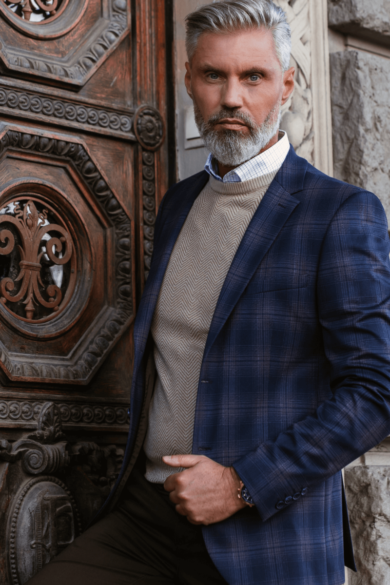 Brązowy Sweter Męski Wełna