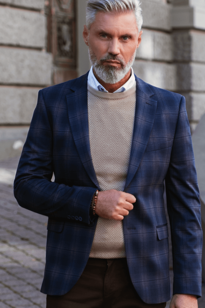 Brązowy Sweter Męski Wełna