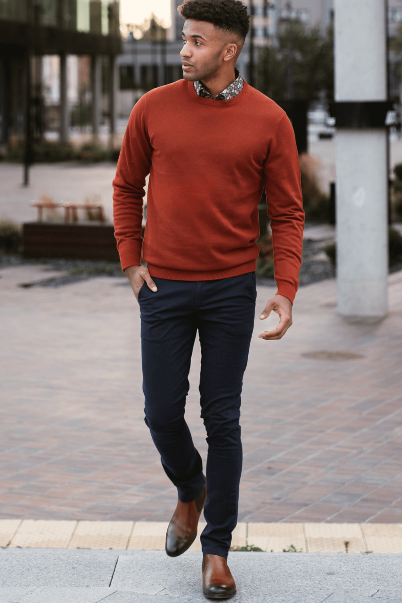 Sweter męski pomarańczowy klasyczny | Villaro