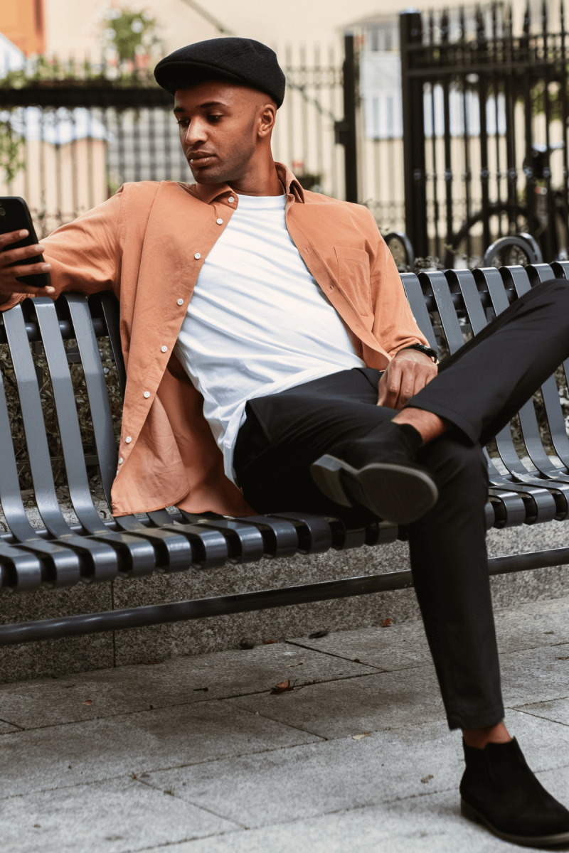 Czarne Spodnie Męskie Chinosy