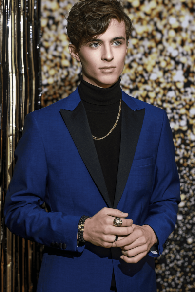 Niebieski Smoking Męski