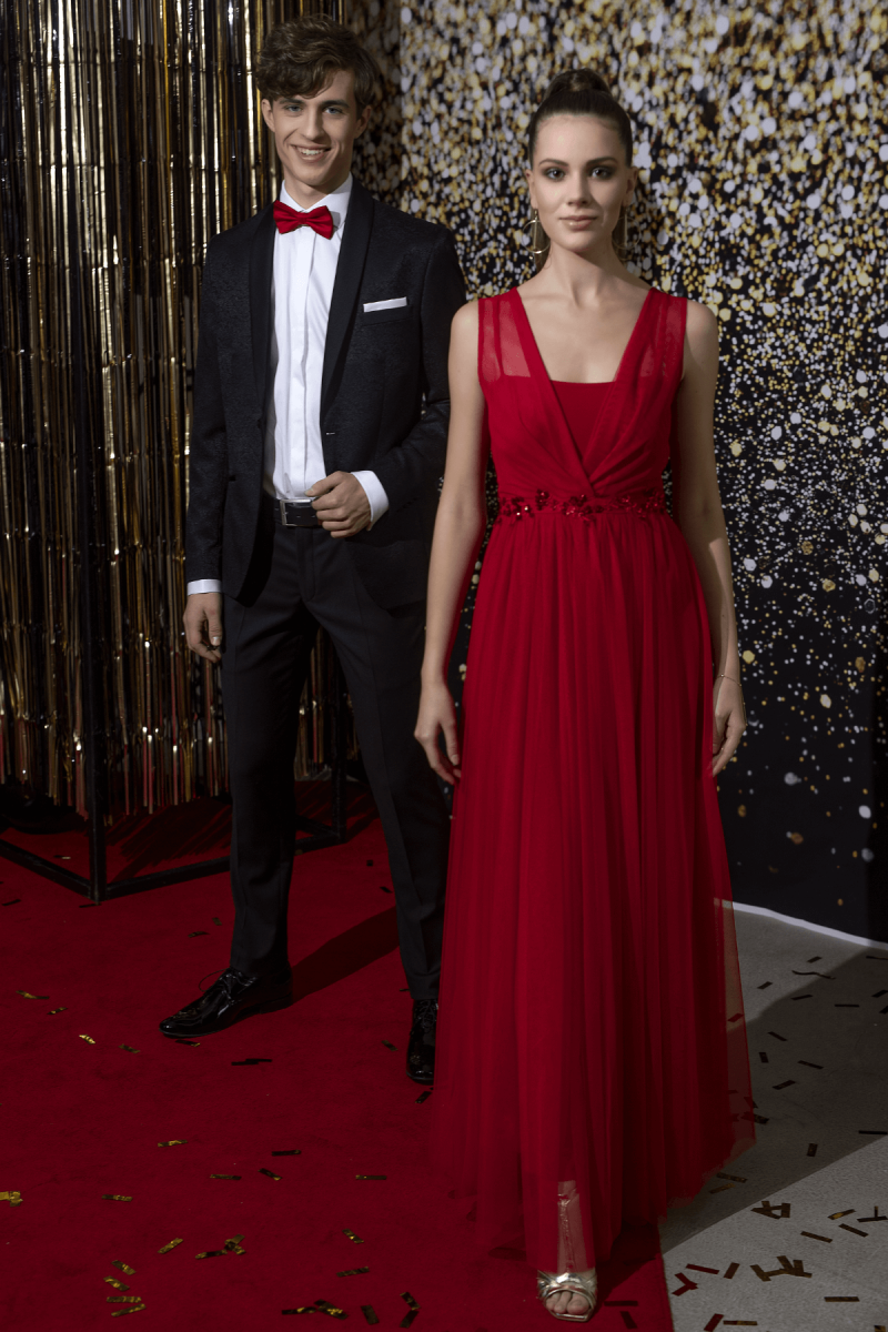 Czarny Smoking Męski Żakard