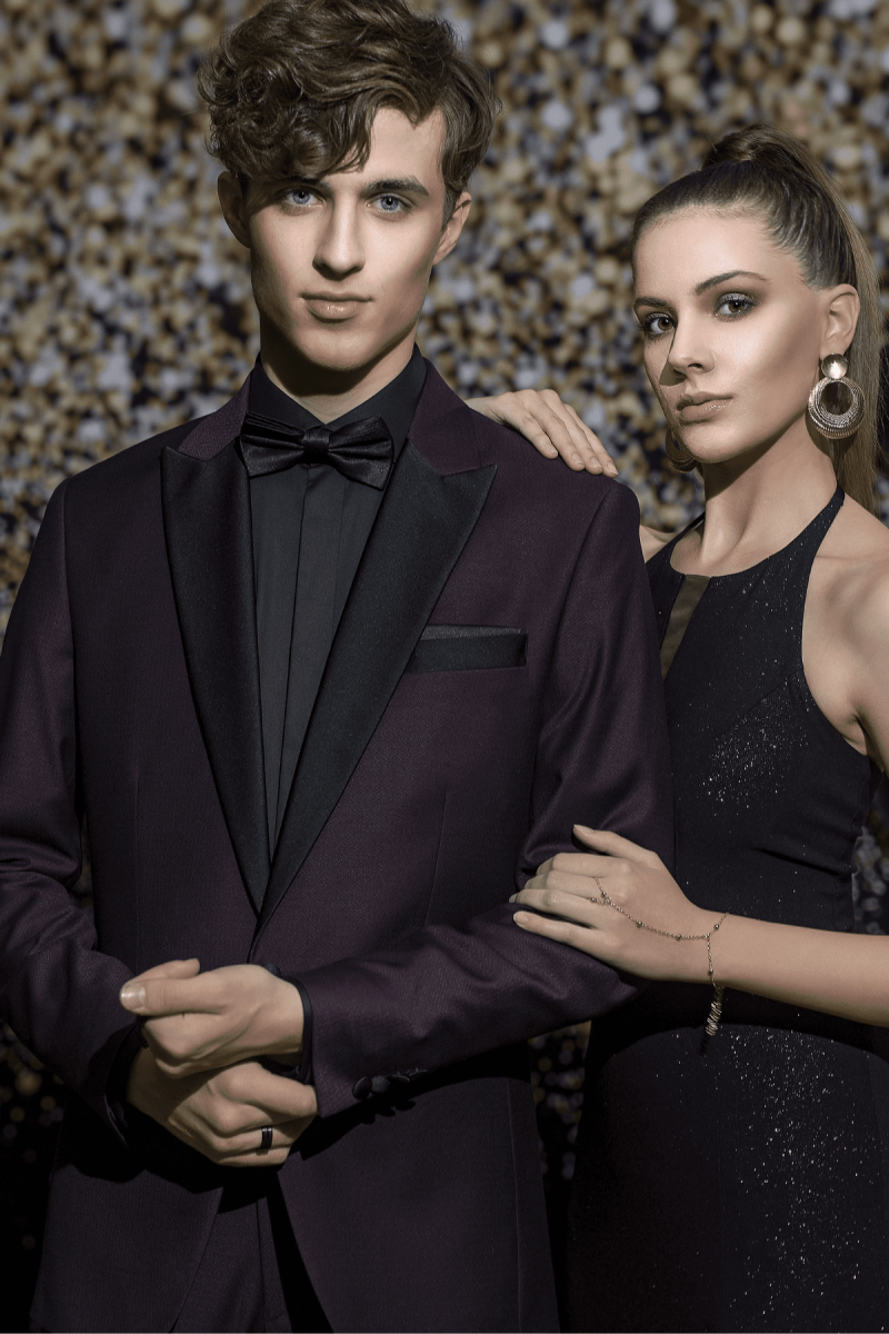 Bordowy smoking męski ślubny | Villaro