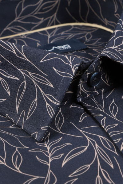 Granatowa Koszula Wzór Roślinny