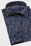Granatowa koszula męska wzór roślinny | Villaro