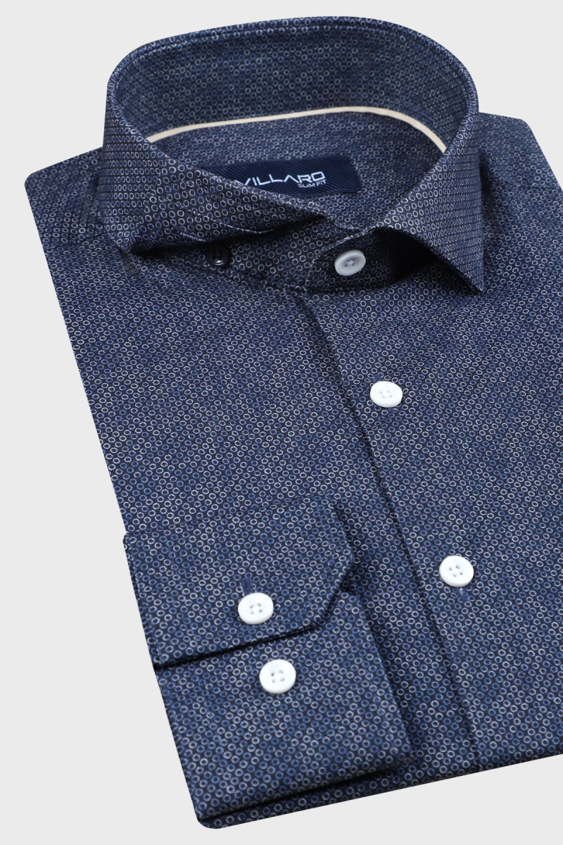 Granatowa koszula męska microwzór| Villaro