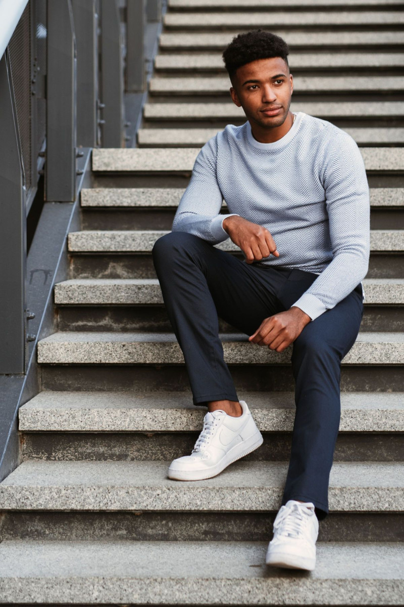 Granatowe Spodnie Męskie Chinosy Struktura