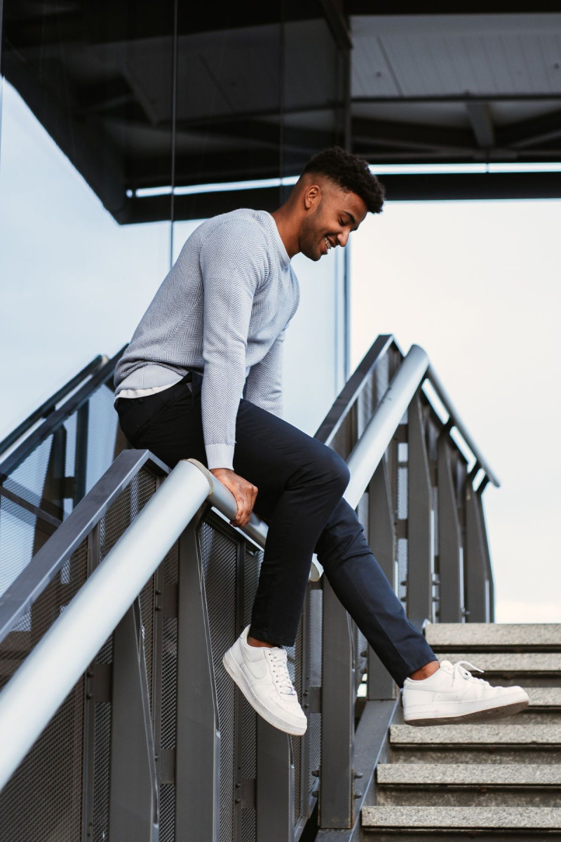 Granatowe Spodnie Męskie Chinosy Struktura