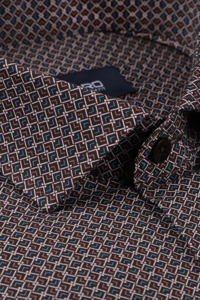 Brązowa koszula męska wzór | Villaro
