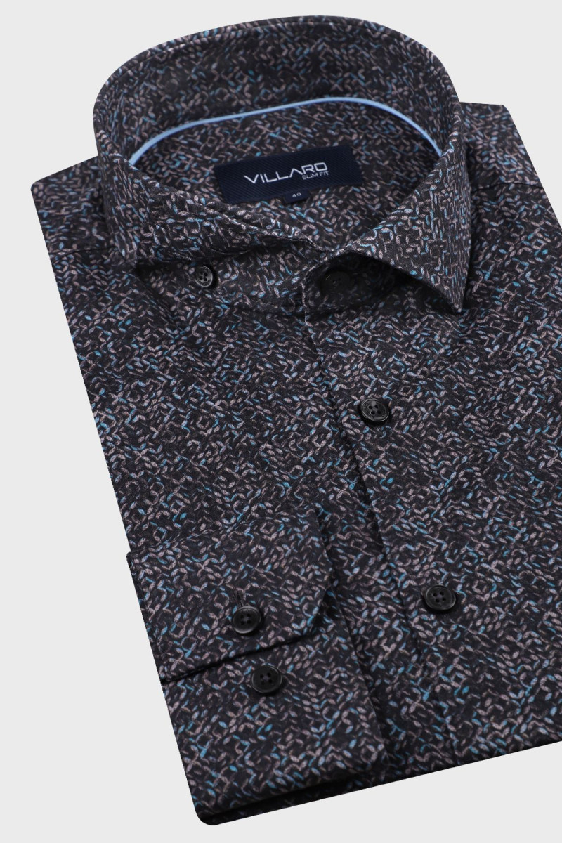Granatowa koszula męska wzór | Villaro