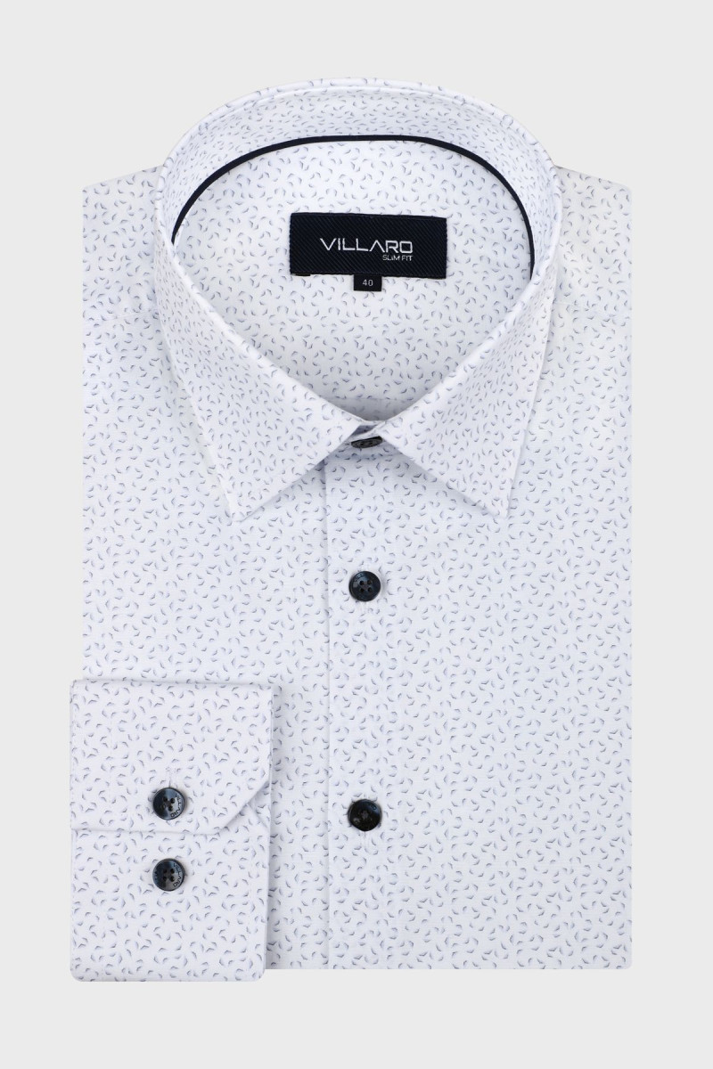 Biała koszula męska wizytowa ze wzorem | Villaro