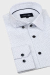 Biała koszula męska wizytowa ze wzorem | Villaro