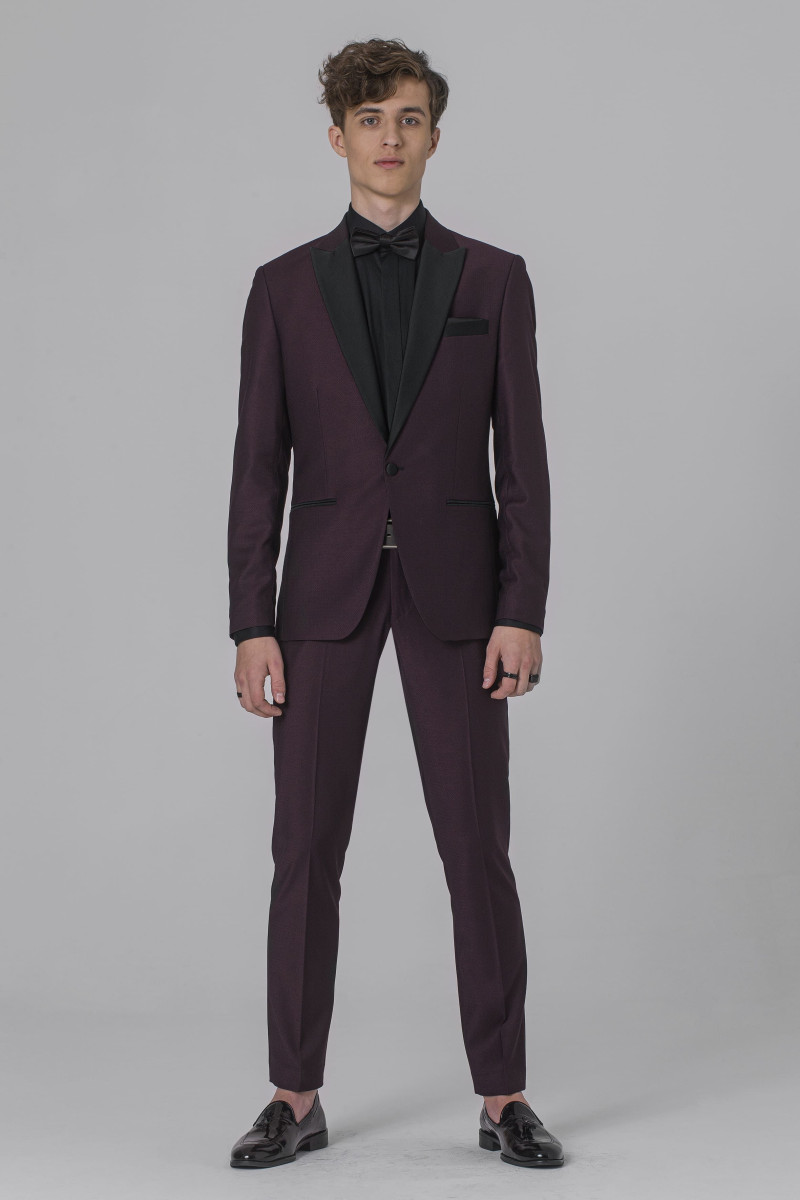 Bordowy smoking męski ślubny | Villaro