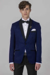 Granatowy Smoking Męski Żakard