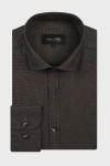 Brązowa koszula męska struktura | Villaro