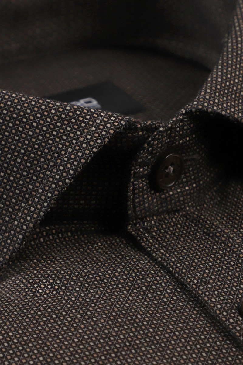 Brązowa koszula męska struktura | Villaro