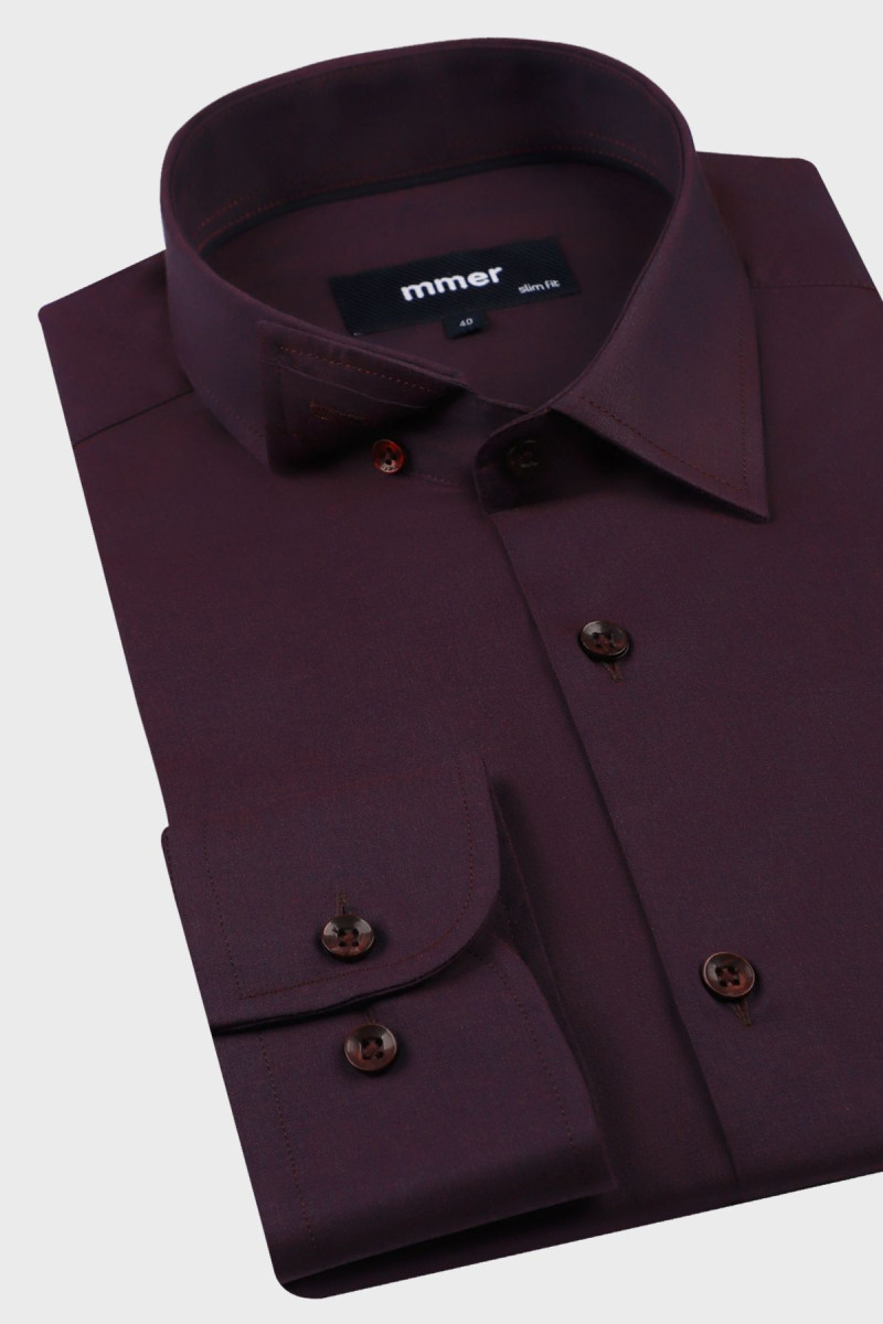 Bawełniana koszula męska w kolorze bordo | Villaro