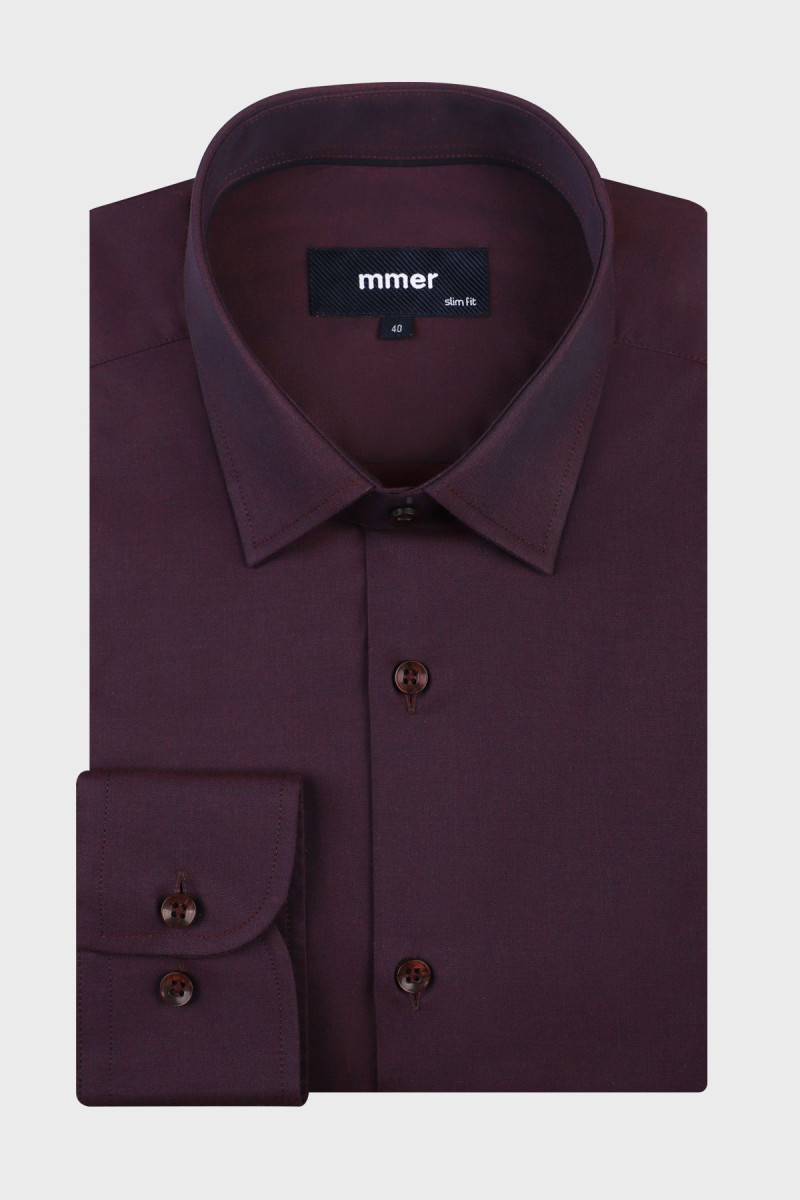Bawełniana koszula męska w kolorze bordo | Villaro