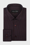 Bordowa koszula męska wzór pepitka | Villaro