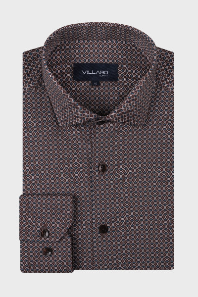 Brązowa koszula męska wzór | Villaro