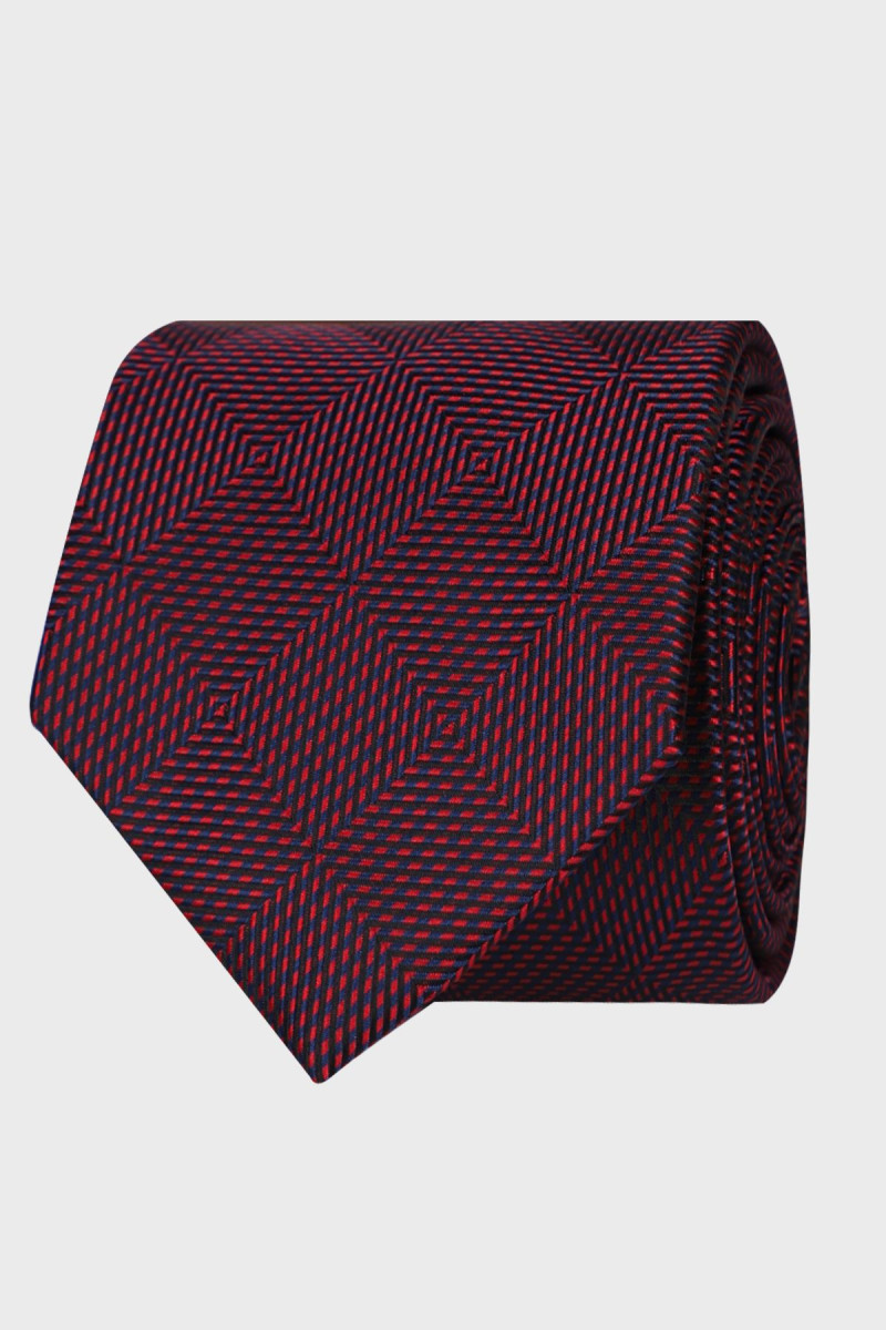 Krawat męski struktura czerwony | Villaro