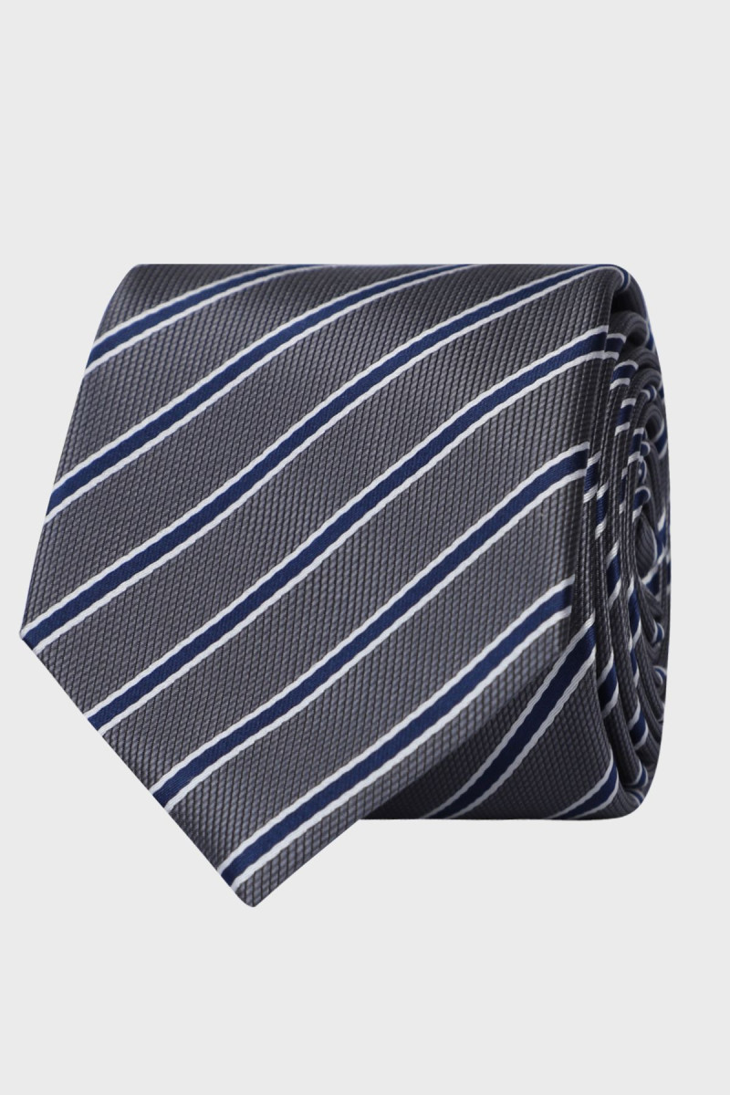 Elegancki krawat męski w szarą strukturę | Villaro