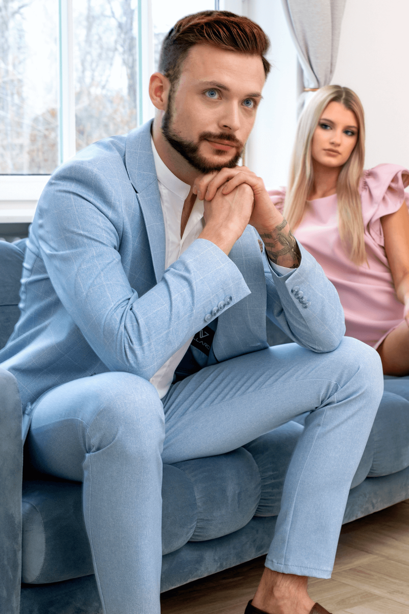 marynarka męska VILLARO slim fit kolor niebieski