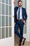 Granatowy garnitur męski 4 way stretch | Villaro