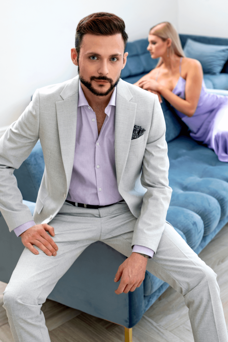 Męski szary garnitur | Villaro