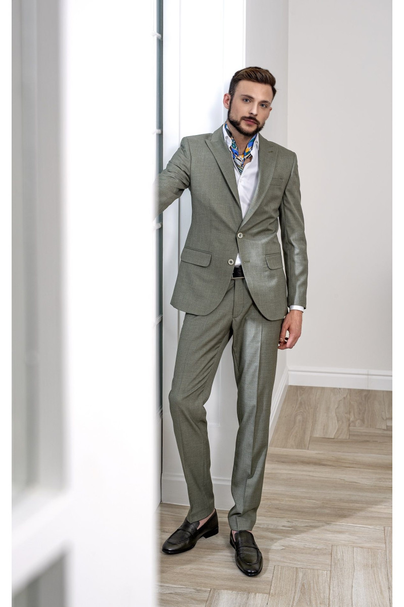 Zielony garnitur męski wór melanż | Villaro