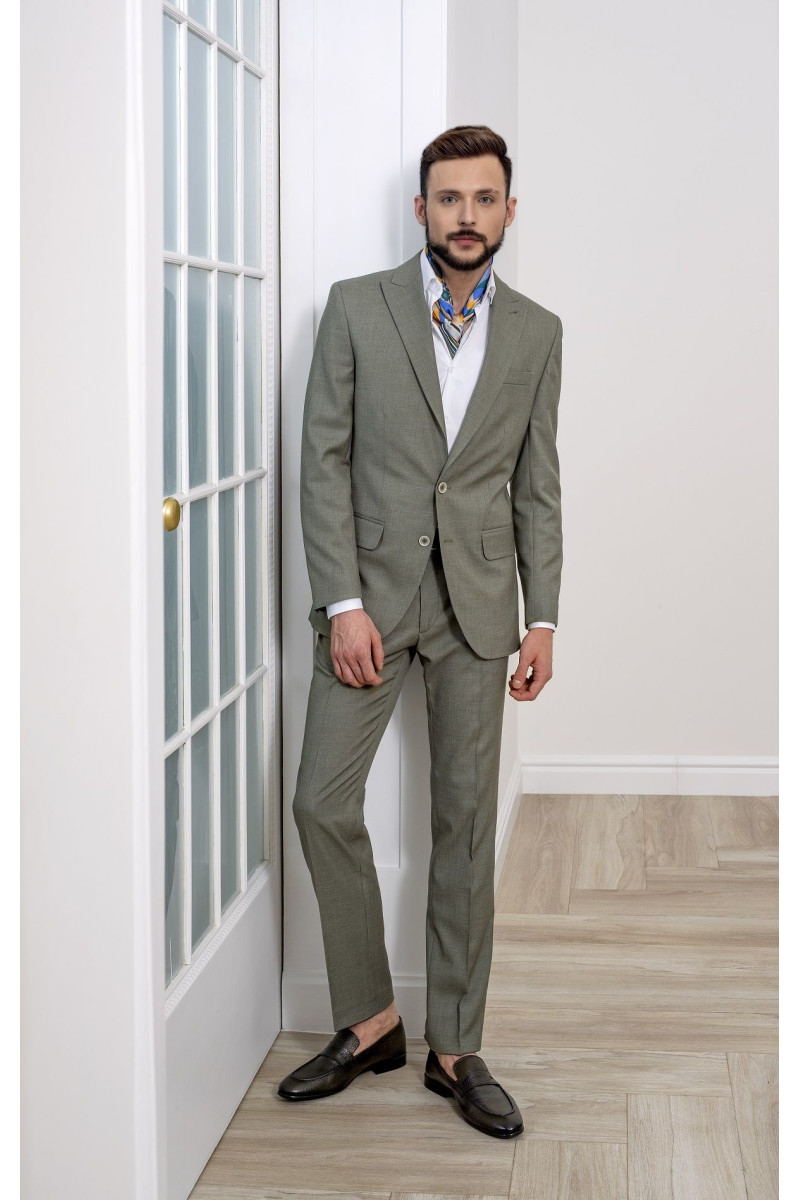 Zielony garnitur męski wór melanż | Villaro