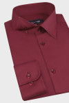 Plisa z guzikami w kolorze tkaniny – bordowa koszula Villaro