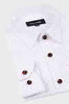 Biała koszula chłopięca wzór bordowe kropki  | Villaro