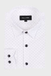 Koszula biała chłopięca wzór granatowe kropki  | Villaro