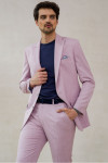 Różowy garnitur męski wzór melanż | Villaro