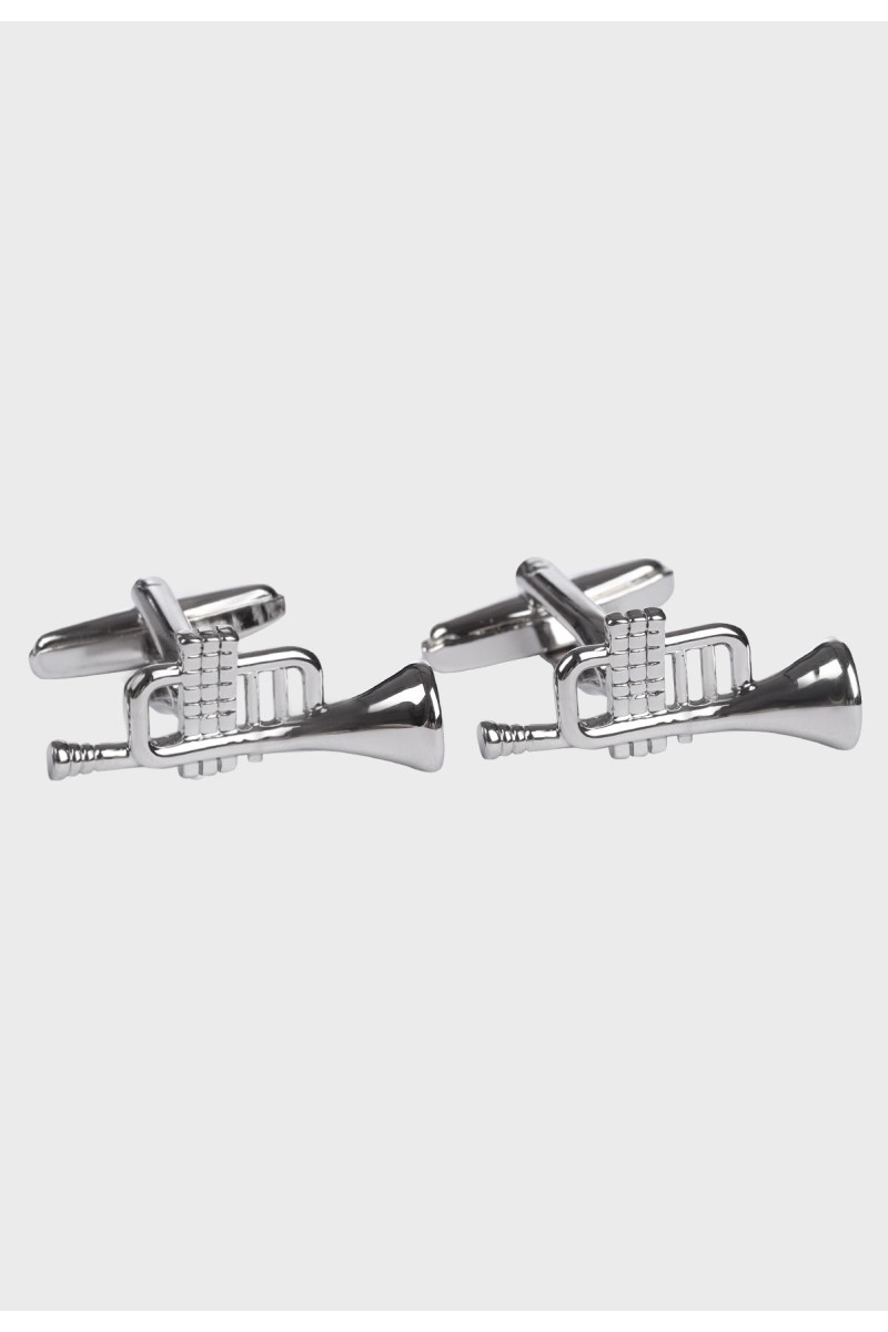 Srebrne Spinki do Mankietów Wzór Trąbka