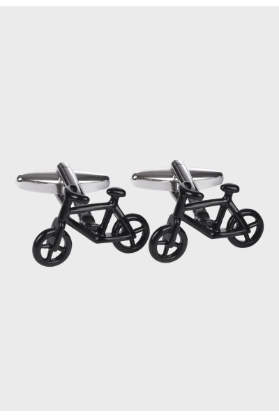 Spinki męskie do mankietów srebrno-czarne rowery | Villaro