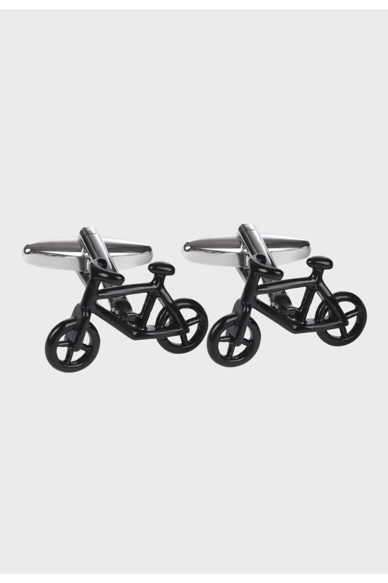 Spinki męskie do mankietów srebrno-czarne rowery | Villaro
