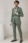 Zielony garnitur męski wór melanż | Villaro